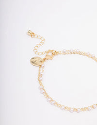 Gold Plated Diamante & Pearl Layered Bracelet - link has visual effect only