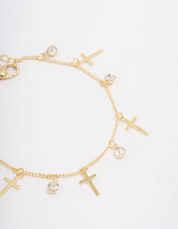 Gold Plated Diamante Cross Drop Bracelet - link has visual effect only