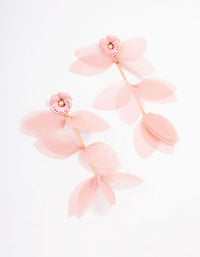 Gold & Pink Dainty Petal Drop Earrings - link has visual effect only