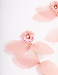 Gold & Pink Dainty Petal Drop Earrings - link has visual effect only