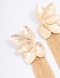 Gold Textured Flower Cupchain Drop Earrings - link has visual effect only