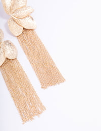 Gold Textured Flower Cupchain Drop Earrings - link has visual effect only