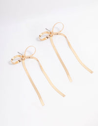 Gold Snake Chain Bow Drop Earrings - link has visual effect only