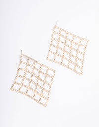 Gold Diamante Cross Net Drop Earrings - link has visual effect only