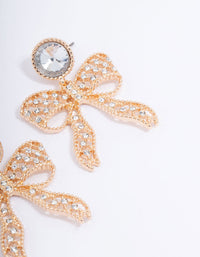 Gold Diamante Bow Drop Earrings - link has visual effect only