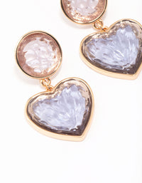 Gold Oval Glitter Heart Drop Earrings - link has visual effect only