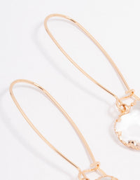 Gold Simple Diamante Drop Earrings - link has visual effect only