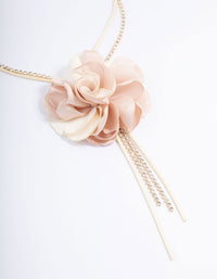 Fabric Flower Diamante Cord Lariat Necklace - link has visual effect only