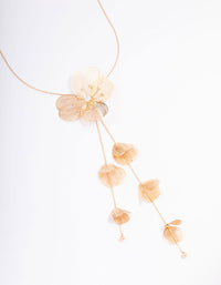 Gold Graduating Detail Flower Lariat Necklace - link has visual effect only