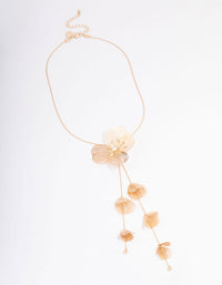 Gold Graduating Detail Flower Lariat Necklace - link has visual effect only