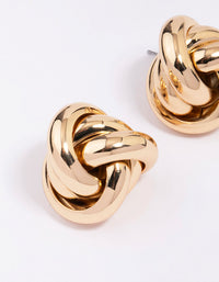 Gold Large Knotted Statement Stud Earrings - link has visual effect only