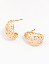 Gold Intricate Cut-Out Teardrop Hoop Earrings - link has visual effect only