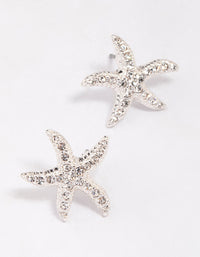 Silver Diamante Starfish Stud Earrings - link has visual effect only