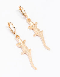 Gold Alligator Drop Huggie Hoop Earrings - link has visual effect only