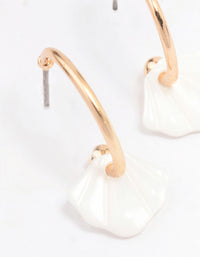 Gold Shell Huggie Hoop Earrings - link has visual effect only