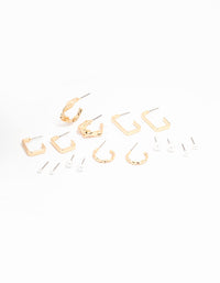 Gold Pearl Bar Hoop Earring 8-Pack - link has visual effect only