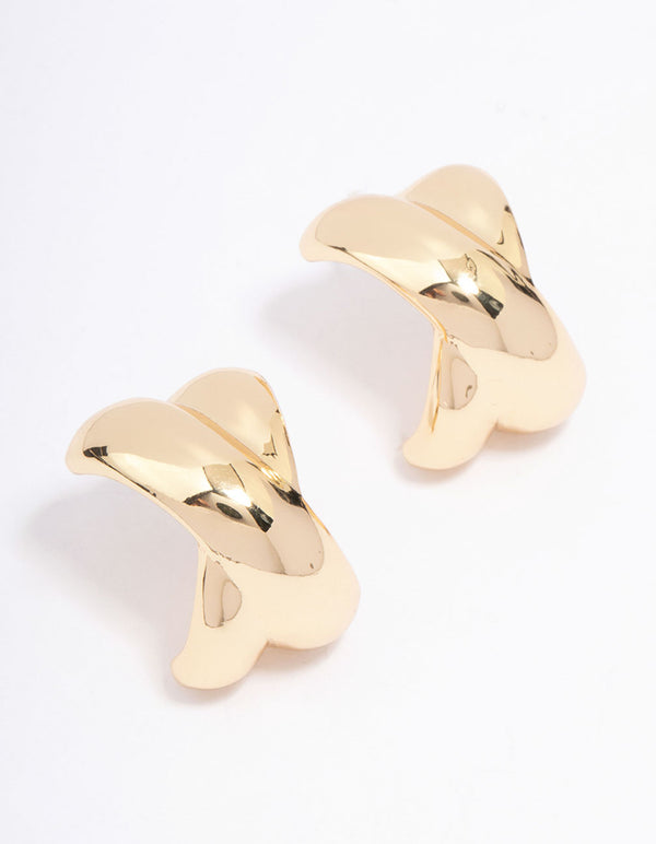 Gold Plated Cross Hoop Earrings