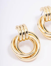 Gold Plated Circular Drop Stud Earrings - link has visual effect only