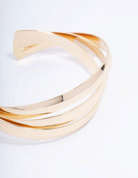 Gold Plated Chunky Twisted Wrist Cuff - link has visual effect only