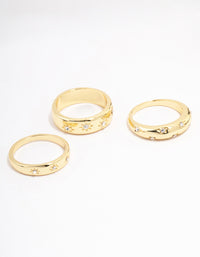 Gold Plated Celestial Star Rings 3-Pack - link has visual effect only