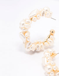 Gold Pearl Cluster Hoop Earrings - link has visual effect only