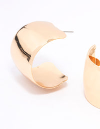 Gold Large Wide Smooth Hoop Earrings - link has visual effect only