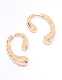 Gold Wiggle Smooth Drop Earrings - link has visual effect only