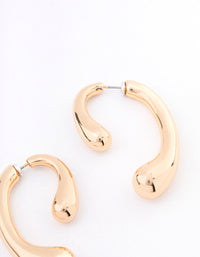 Gold Wiggle Smooth Drop Earrings - link has visual effect only