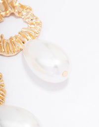 Gold Molten Pearl Drop Earrings - link has visual effect only