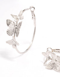 Rhodium Fine Butterfly Hoop Earrings - link has visual effect only