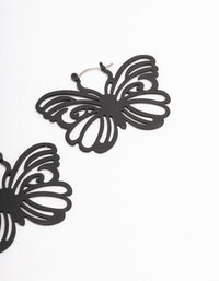 Black Butterfly Pattern Hoop Earrings - link has visual effect only