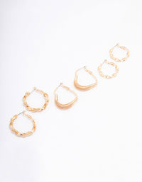 Gold Coil Heart Hoop Earring 3-Pack - link has visual effect only