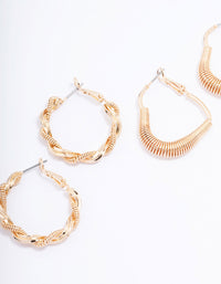 Gold Coil Heart Hoop Earring 3-Pack - link has visual effect only