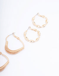 Gold Coil Heart Hoop Earring 3-Pack - link has visual effect only