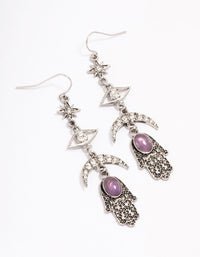 Antique Silver Hasma & Moon Drop Earrings - link has visual effect only