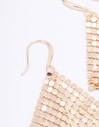 Gold Mesh Chain Statement Drop Earrings - link has visual effect only