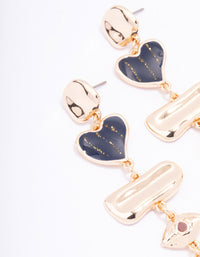 Gold Heart Hand Drop Earrings - link has visual effect only