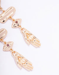 Gold Heart Hand Drop Earrings - link has visual effect only