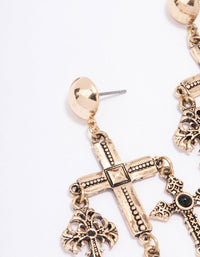 Antique Gold Multi Cross Drop Earrings - link has visual effect only