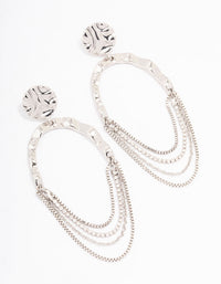 Silver Round Hanging Chain Drop Earrings - link has visual effect only