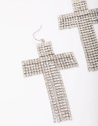 Rhodium Flowing Cross Drop Earrings - link has visual effect only