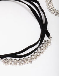 Antique Silver & Black Wrapped Bow Choker - link has visual effect only