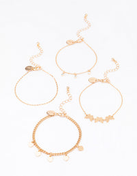 Gold Butterfly Heart Bracelet 4-Pack - link has visual effect only