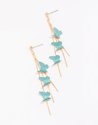 Gold & Blue Butterfly Drop Earrings - link has visual effect only