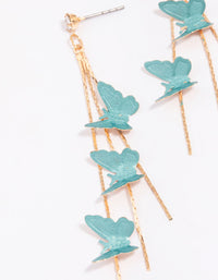 Gold & Blue Butterfly Drop Earrings - link has visual effect only