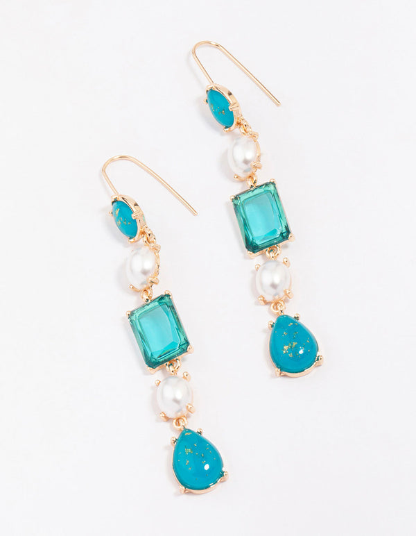 Gold Fleck Stone Drop Earrings