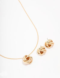 Gold Round Knotted Jewellery Set - link has visual effect only