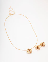 Gold Round Knotted Jewellery Set - link has visual effect only