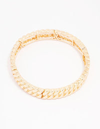 Gold Twisted Link Stretch Bracelet - link has visual effect only