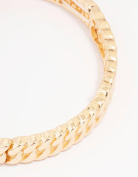 Gold Twisted Link Stretch Bracelet - link has visual effect only